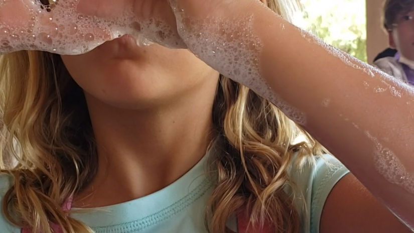blowing bubbles